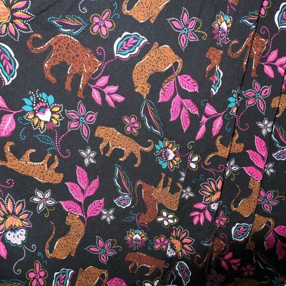 NWT Sz 1 Torrid Rayon Slub Balloon Sleeve Twist Font Black Leopard Leaves Dress - Picture 6 of 12